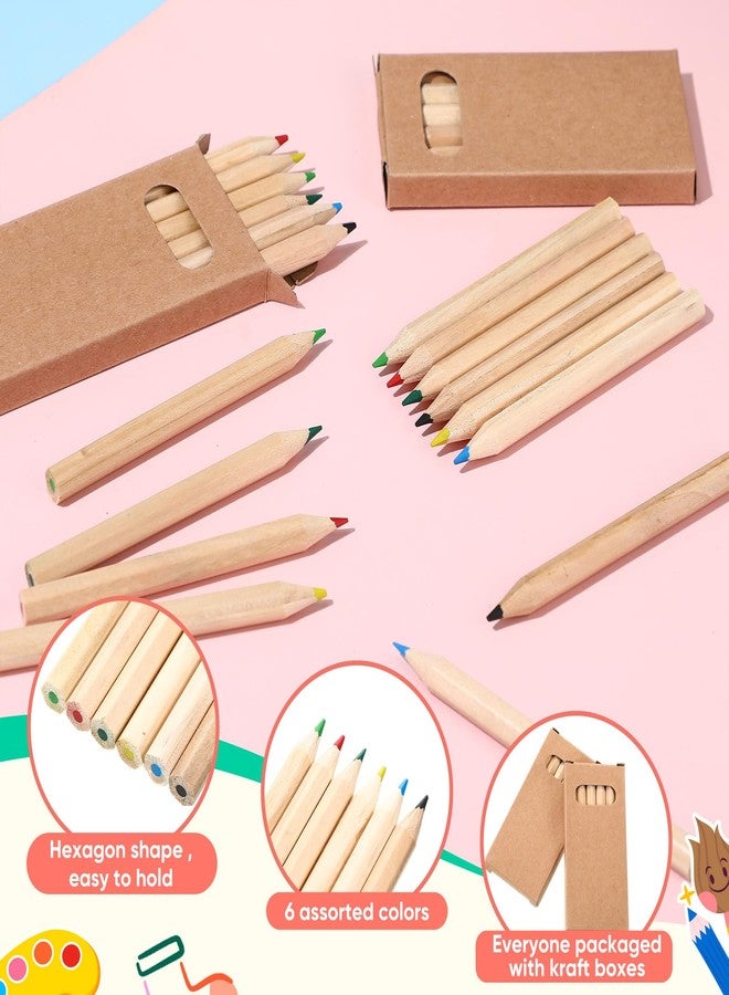 Dunzoom 20 Packs Crayons Colored Pencils Bulk Bundle Pencil Crayon Set 3.5 Inch Mini 6 Color Pencils 8 Color Crayons Mini Boxes in Kraft Box for Kids Classroom School Teacher Birthday Party Supplies - Image 4